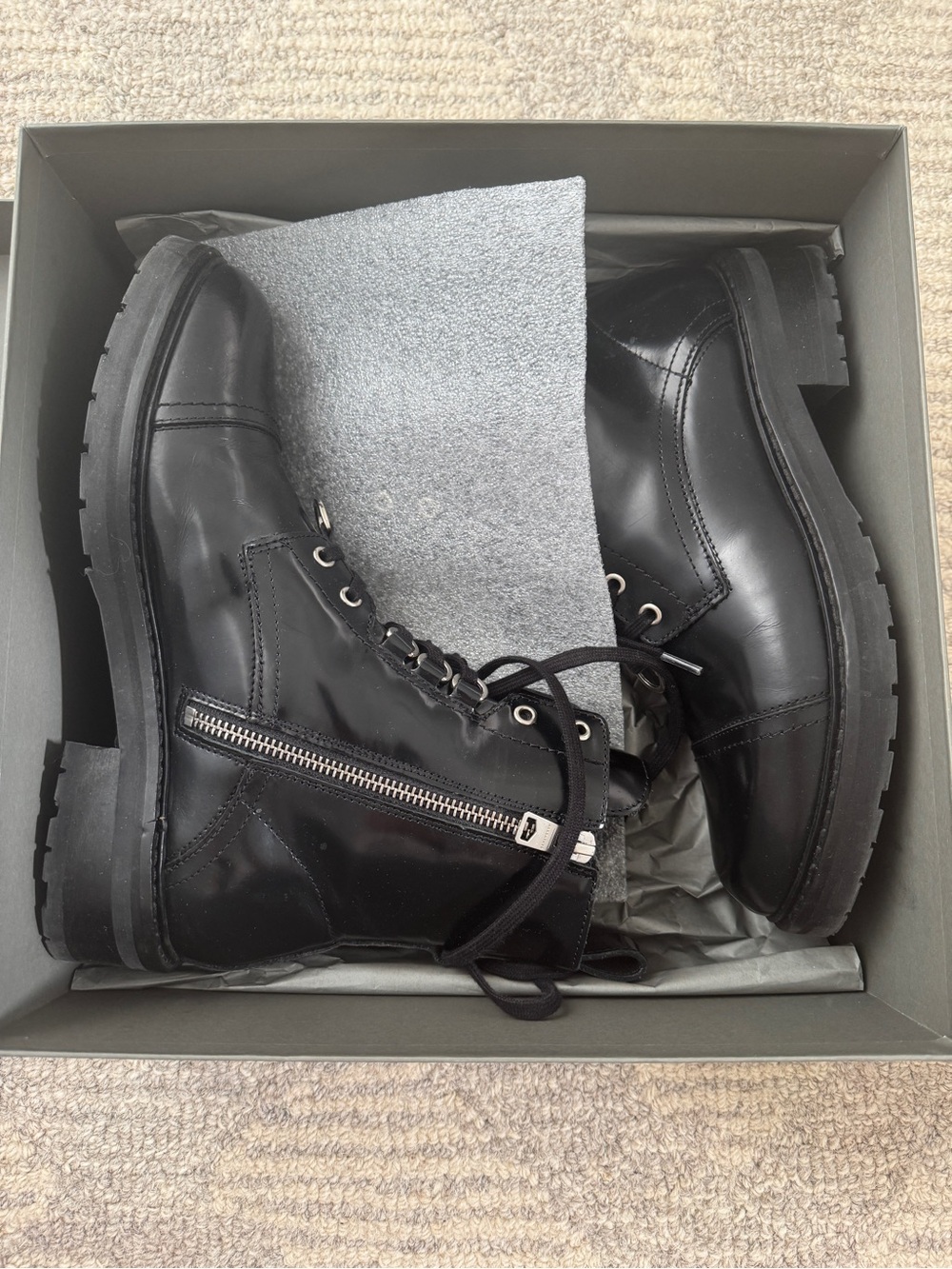 All Saints Black Patent Leather Combat Boots - Picture 4 of 8